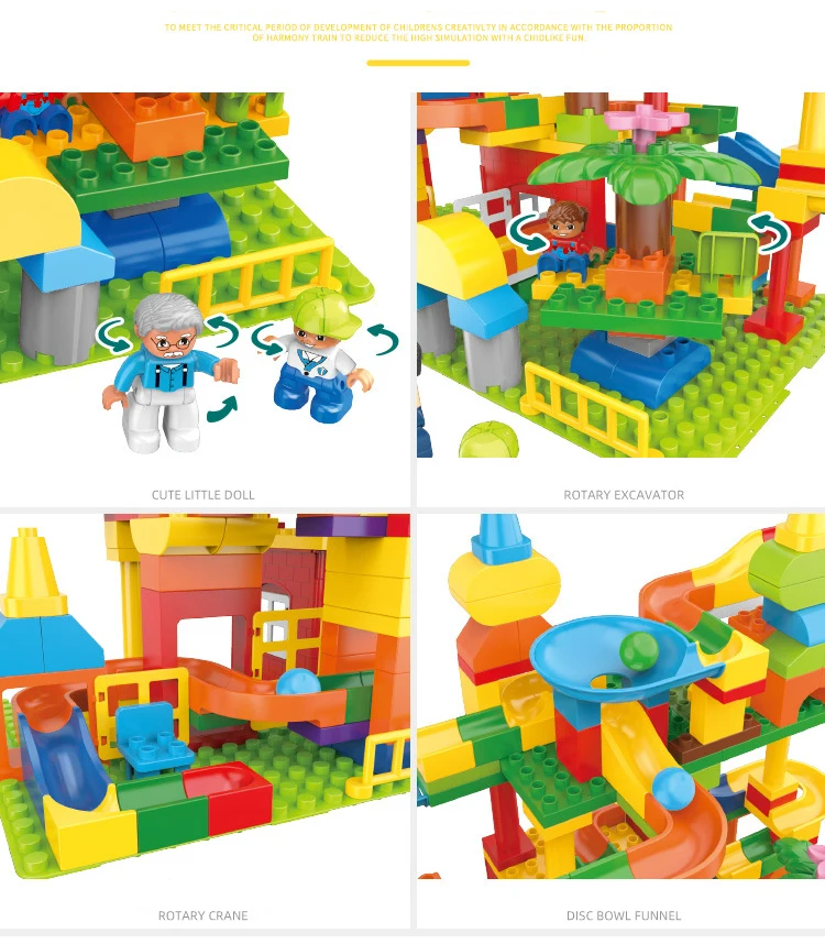 

193pcs Marble Race Run Block Big Size Compatible Duploed Building Blocks Funnel Slide DIY Brick Toys For Children