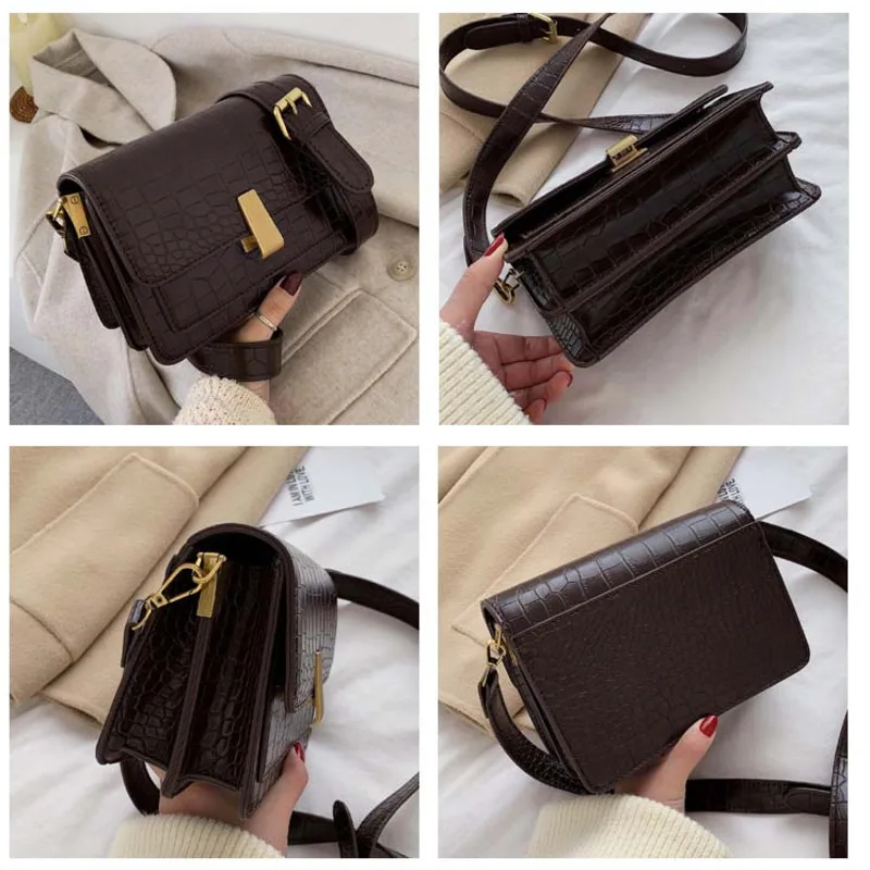 

Volasss Fashion Flap Alligator Woman Shoulder High Quality PU Leather Designer Handbag Women Messenger Ladies Bag