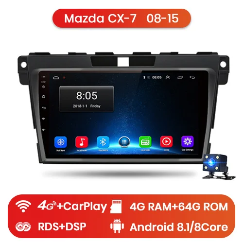 4-64GB for 4G Junsun Android 9,1 для Mazda Cx-7 cx7 2008- Авто 2 Din Радио стерео плеер Bluetooth 2G+ 32G gps навигация без DVD слот - Цвет: 4-64GB for 4G