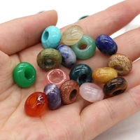 5pcs new natural stone loose beads abacus shape big hole charms multicolor gem stone beads for jewelry making necklaces hole 6mm