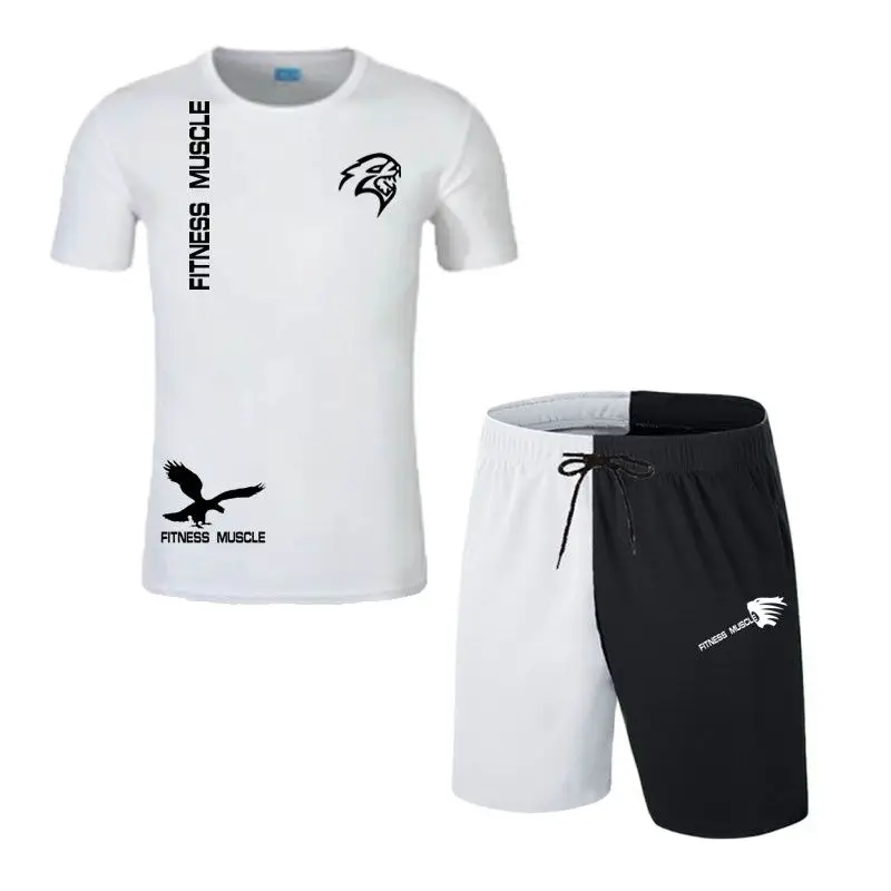 Мужская быстросохнущая рубашка комплект для фитнеса и бега модная футболка с