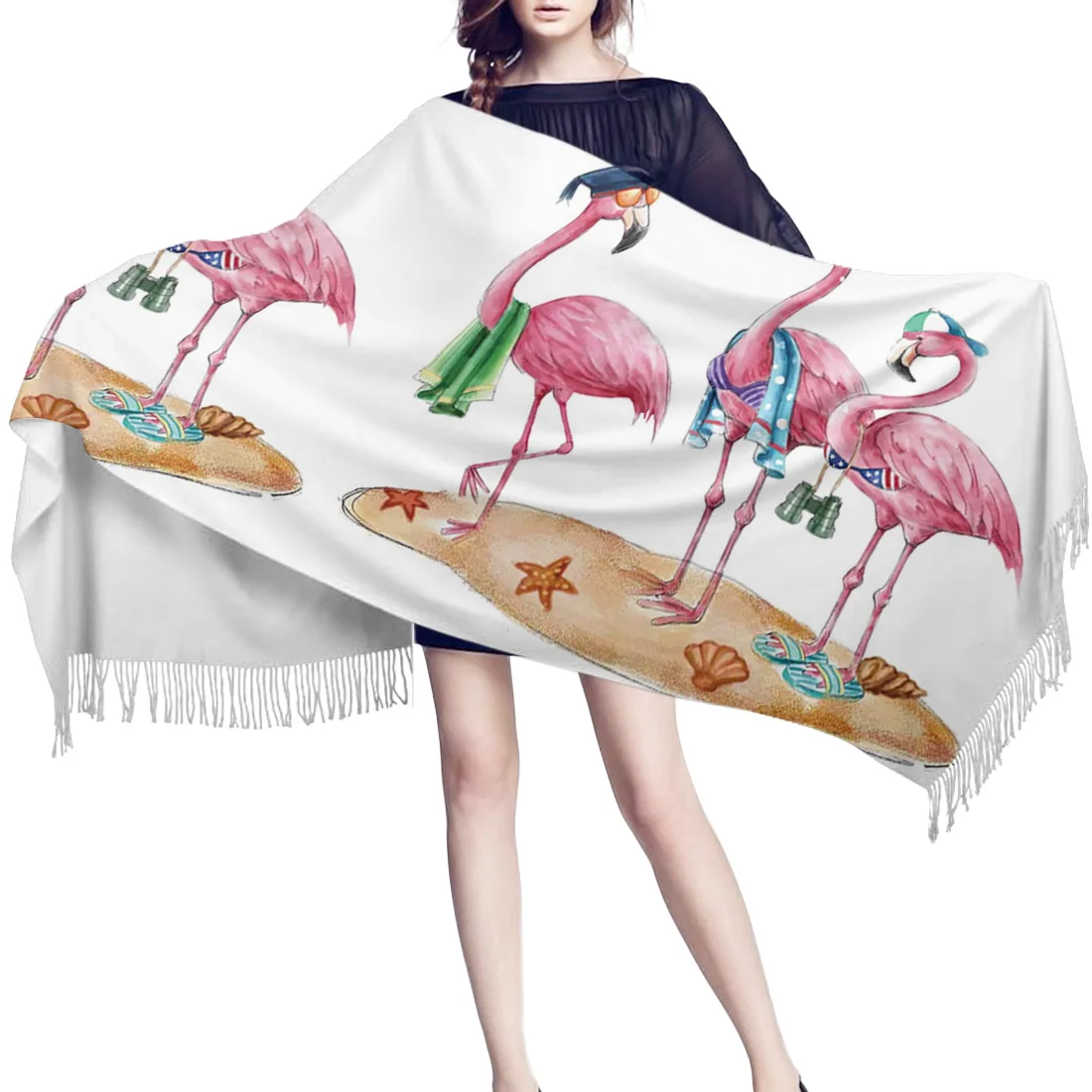 Женский зимний шарф скандинавский фламинго Мультяшные мужские кашемировые