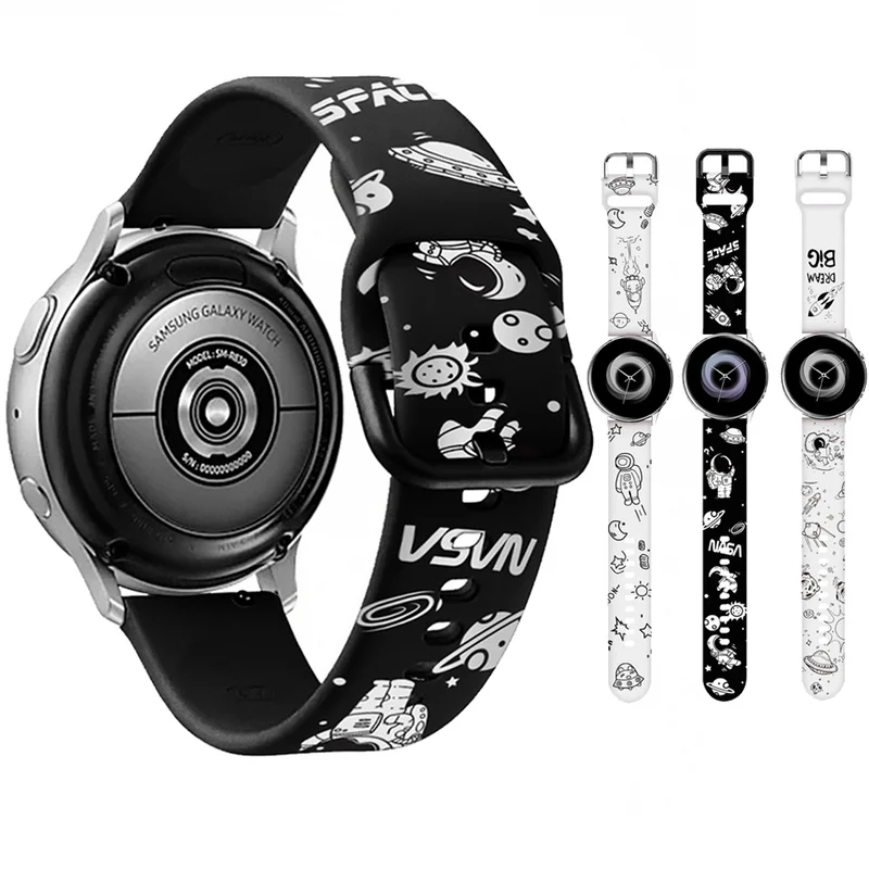 

Ремешок силиконовый для Samsung Galaxy Watch Active 2, спортивный браслет для Samsung Galaxy Watch, с мультяшным астронавтом, 22 мм, 20 мм