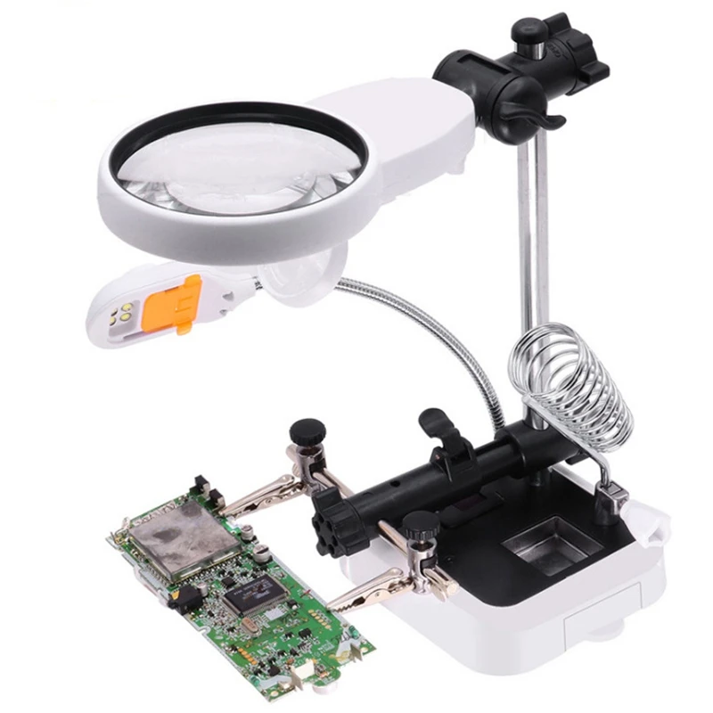 

Welding Magnifying Glass with LED Light 3.5X-11.5X Auxiliary Clip Loupe Desktop Magnifier Third Hand for Soldering Repairing