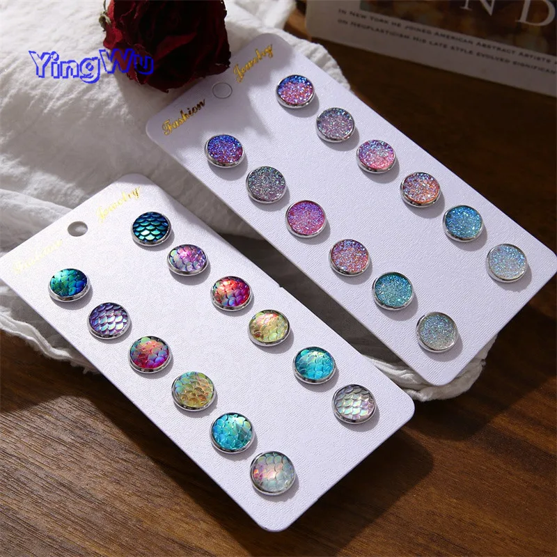

Colorful Earring Sets 6Pairs / Set Mixed Color Cute Round Stud Earrings For Women Fashion Jewelry Birthday Gift Wholesale