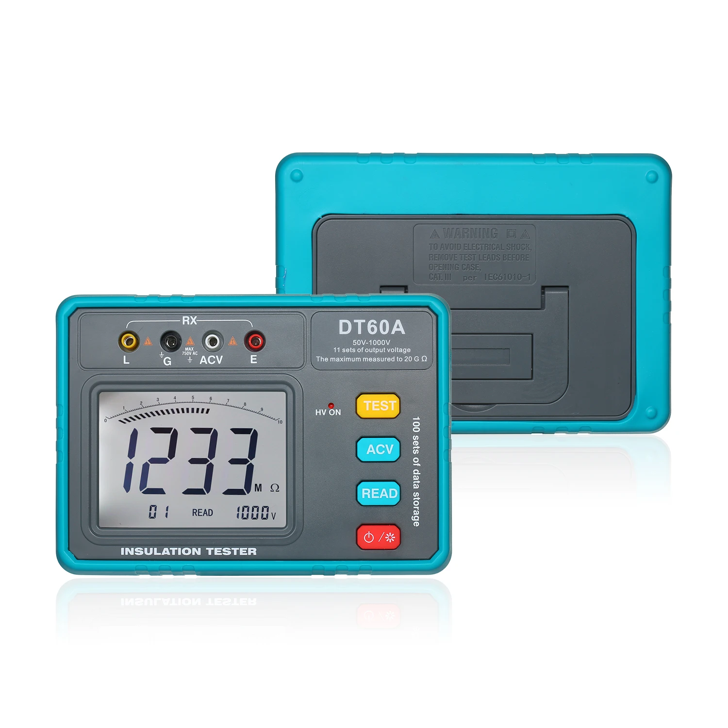 

DT60A High Voltage Insulation Resistance Tester Battery Operated LED Digital Ohmmeter Tester Megger Megameter Resistance Meter