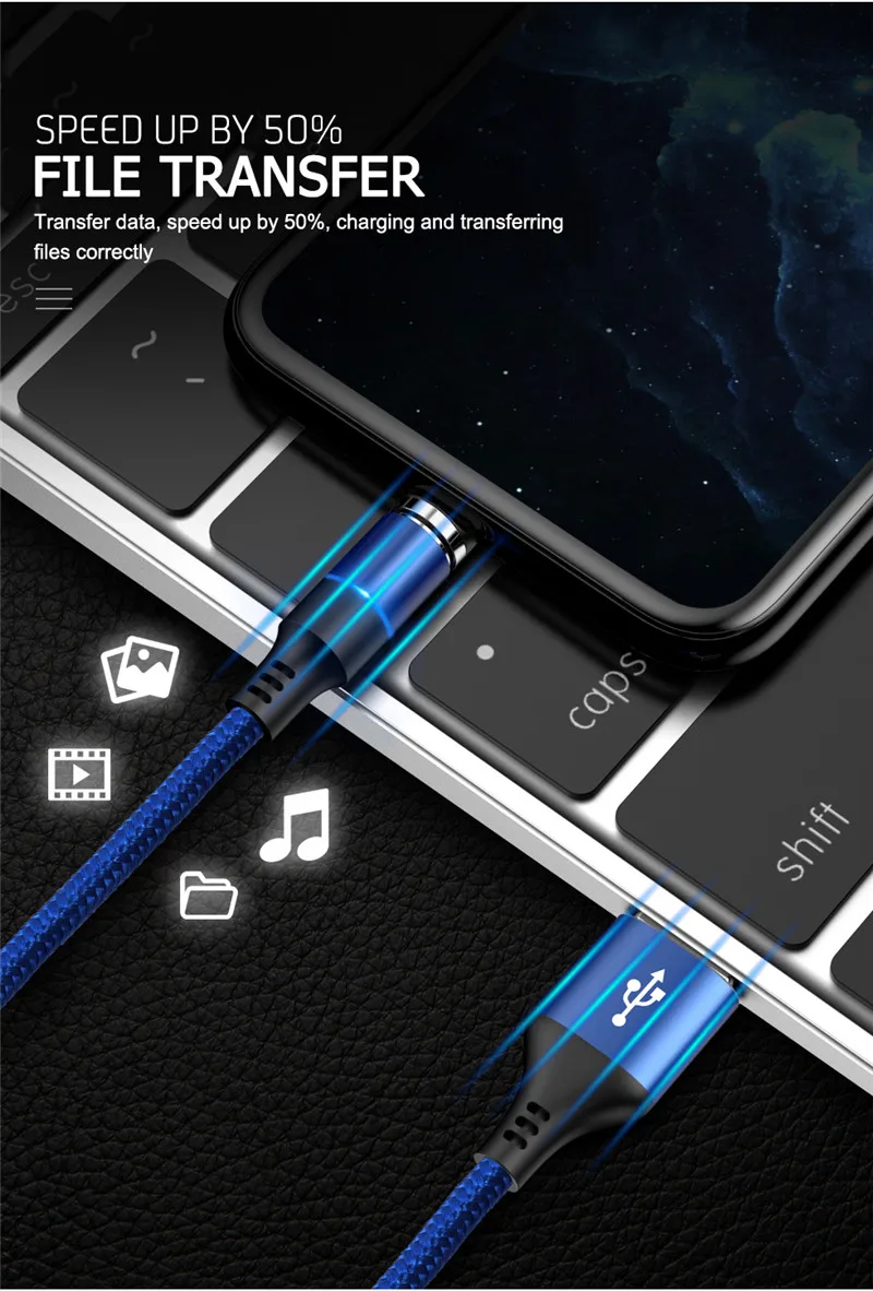 1 2 м Магнитный зарядный кабель Micro USB для samsung huawei LG Быстрая зарядка магнит Android мобильный телефон кабель для передачи данных