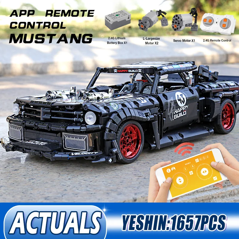 

Yeshin Technic Радиоуправляемый Ford Mustang Hoonicorn RTR V2 городской автомобиль совместимый с строительными блоками модели строительных блоков для детей
