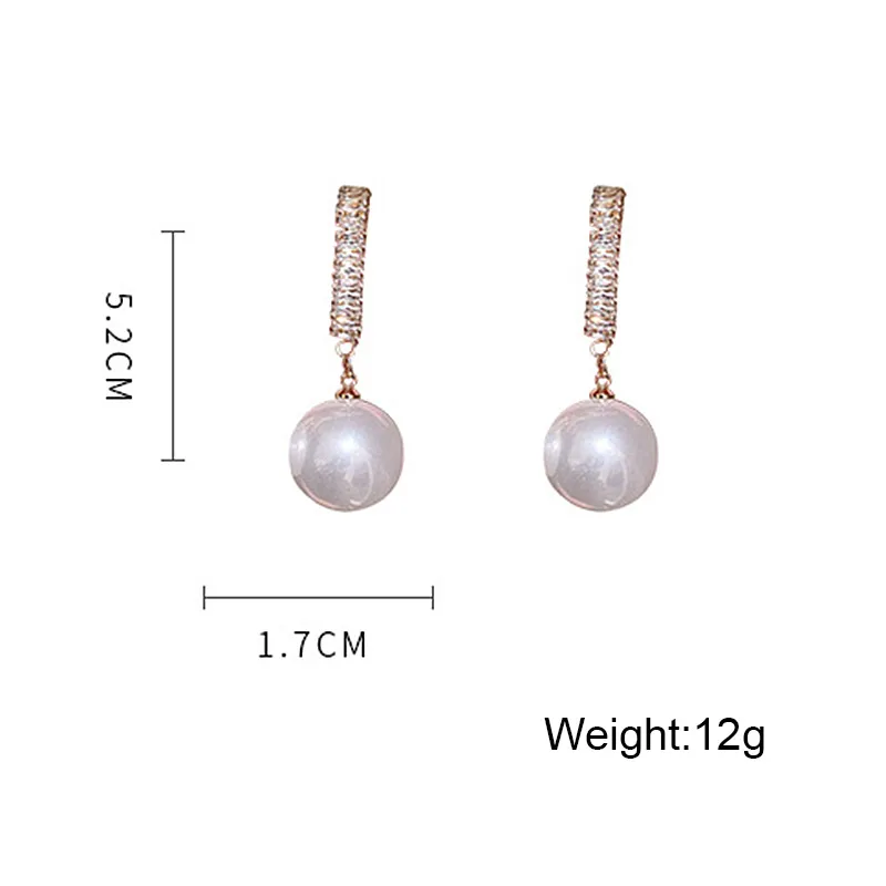 

USTAR Shiny CZ Pearl stud Earrings For women Rhinestone gold color Earring Party Fashion Jewelry Gifts