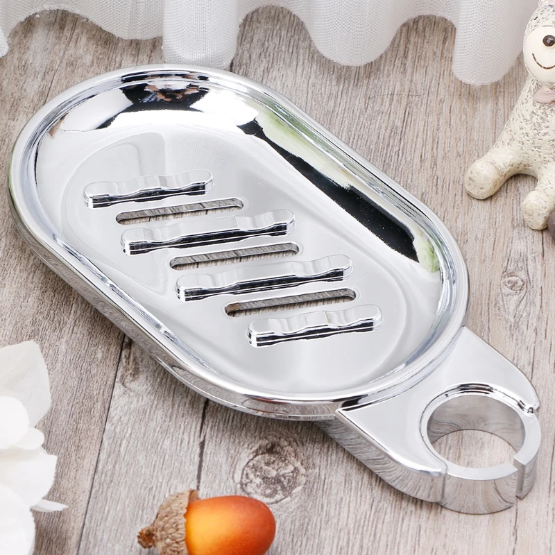 

NoEnName_Null 22mm ABS Plastic Shower Rail Soap Dish Box Soap Holder Soap Pallet Shower Rod Holder For Slide Bar Chrome