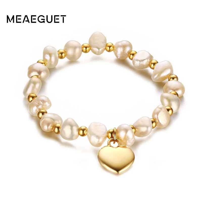 Женский браслет с подвеской в виде сердца и пресноводным жемчугом|bracelets for|freshwater