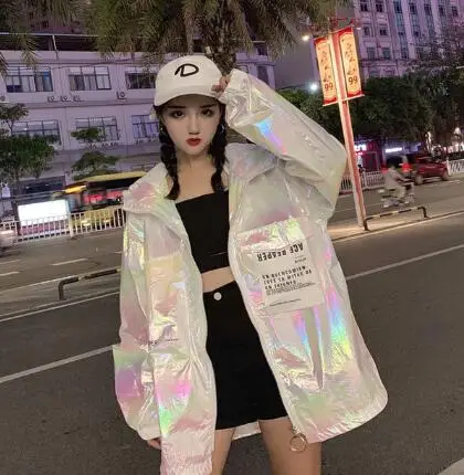 2019 Свободное пальто Харадзюку ривердейл ветровка куртки осень голографическая