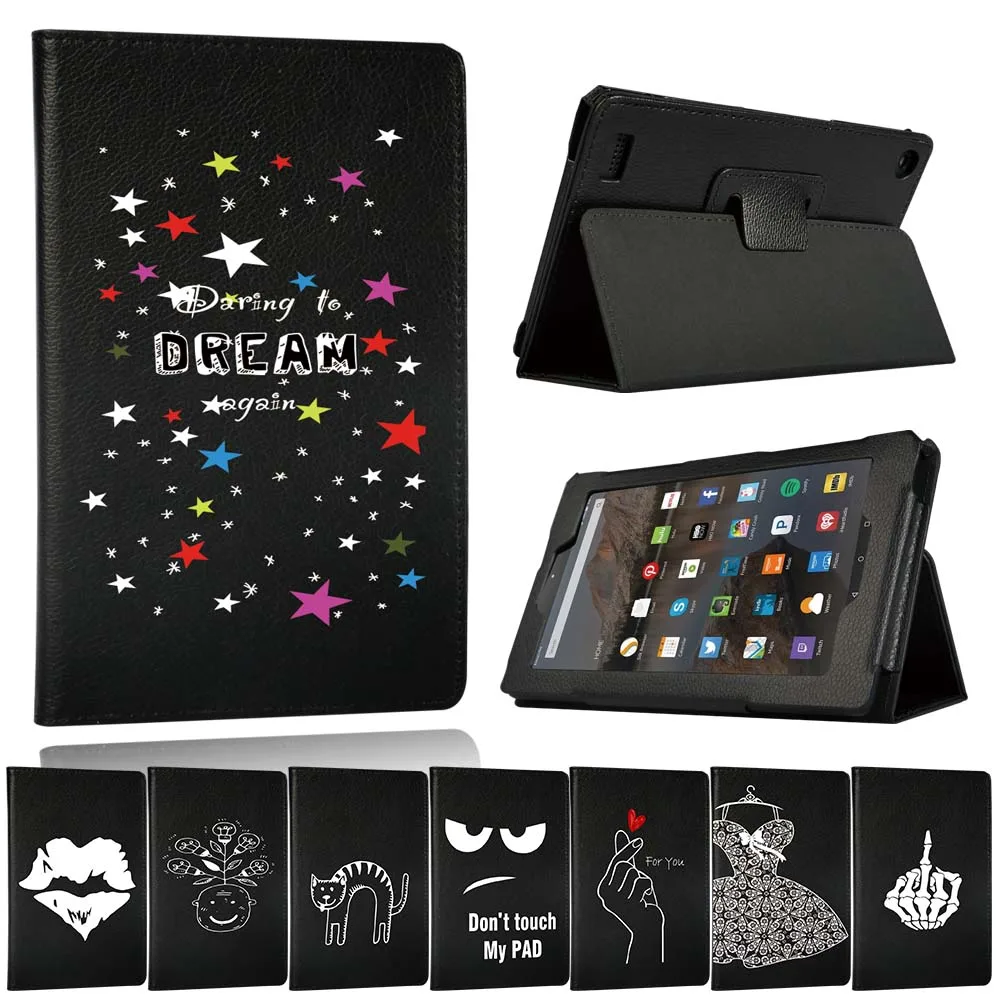 

Tablet Case for Fire HD 10(5th/7th/9th)/HD 8(6th/7th/8th)/Fire 7 (5th/7th/9th) -Anti-fall Leather Rear Support Cover Case