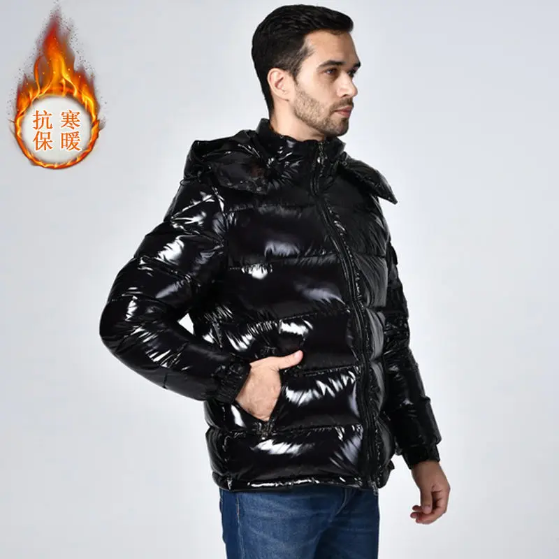 MONCLER Winter Down Jacket for men Shiny Thicken Warm Detachable Hat Large Size 4XL Black | Спорт и развлечения