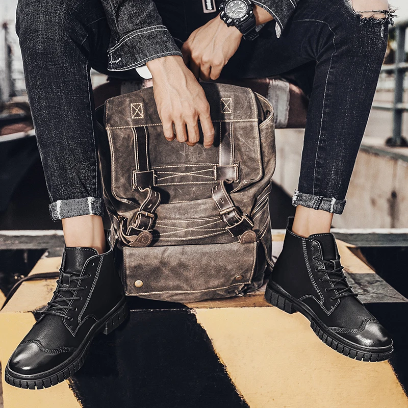 Новинка Мужские ботинки Сезон осень-зима Винтажные мужские ботильоны с высоким