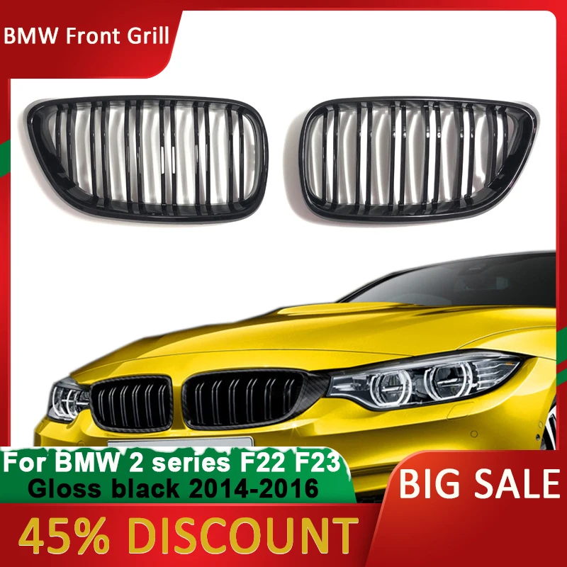 

For BMW F22 2 Series Car Front Bumper Grille Gloss Black Front Bumper Kidney Grill Grilles for BMW F23 M2 Car Style Accessory