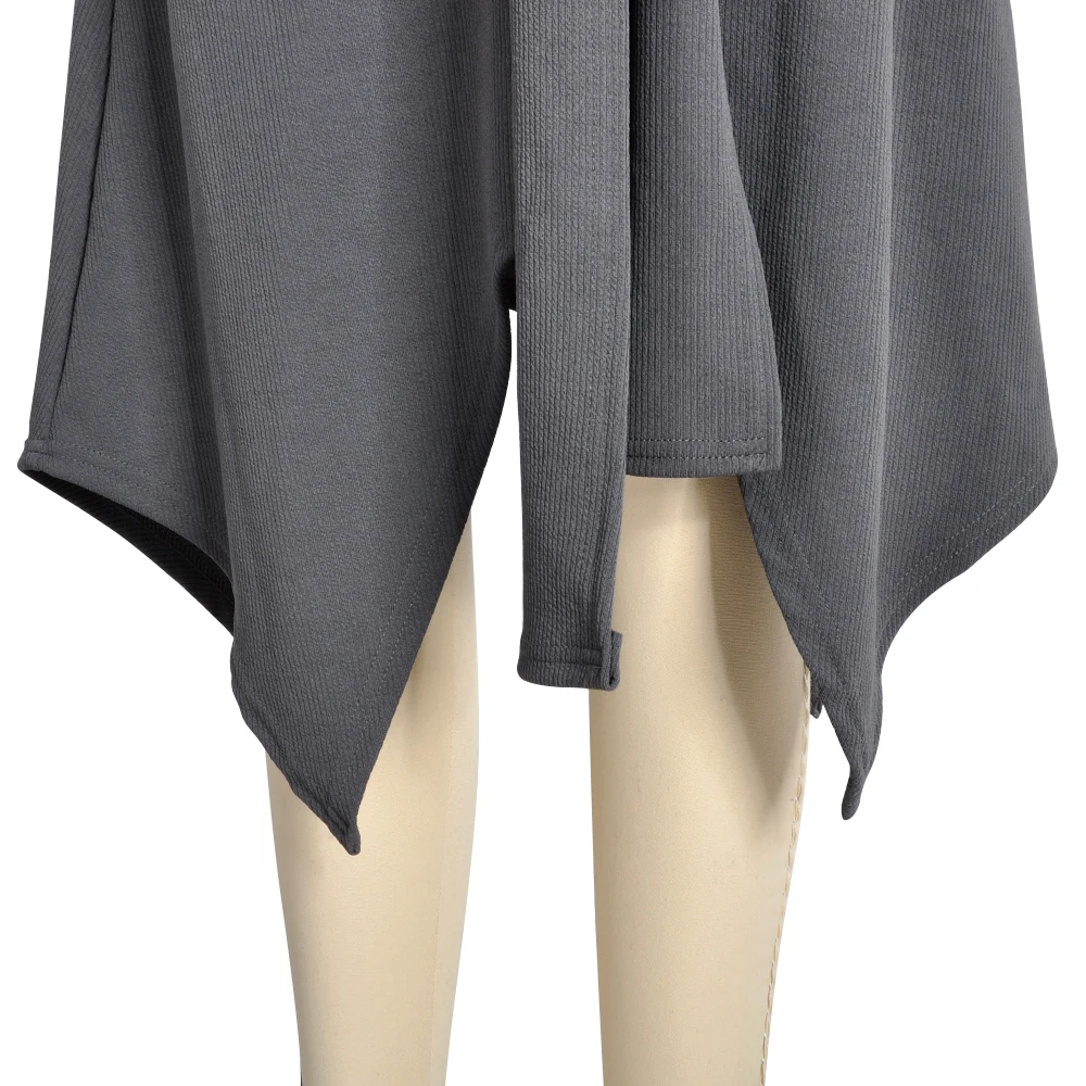 Женский ассиметричный чистый цвет длинный рукав свитер с поясом платье Высокая