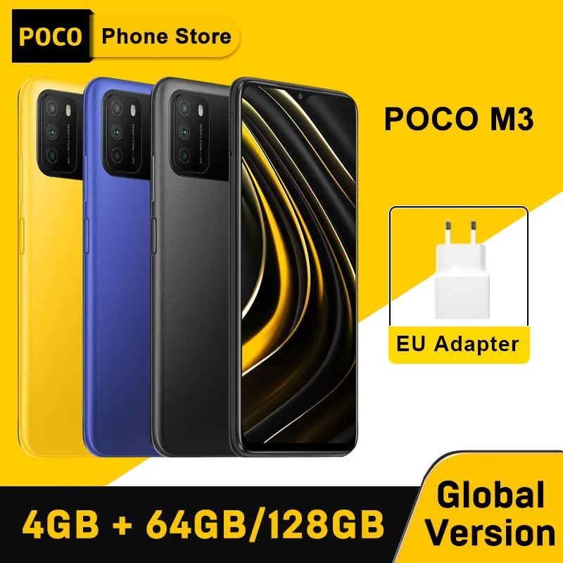 Глобальная версия POCO M3 Смартфон Snapdragon 662 4 Гб 64 ГБ/4 ГБ 128 6 53 "дисплей 6000 мАч