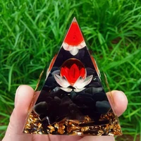 orgonite foreign trade aogen pyramid ornament green jade stone lotus energy pyramid bring good luck