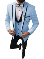 2021 latest coat pant designs formal men suits wedding sky blue peaked lapel groom tuxedo best man blazer 3 piece costume homme