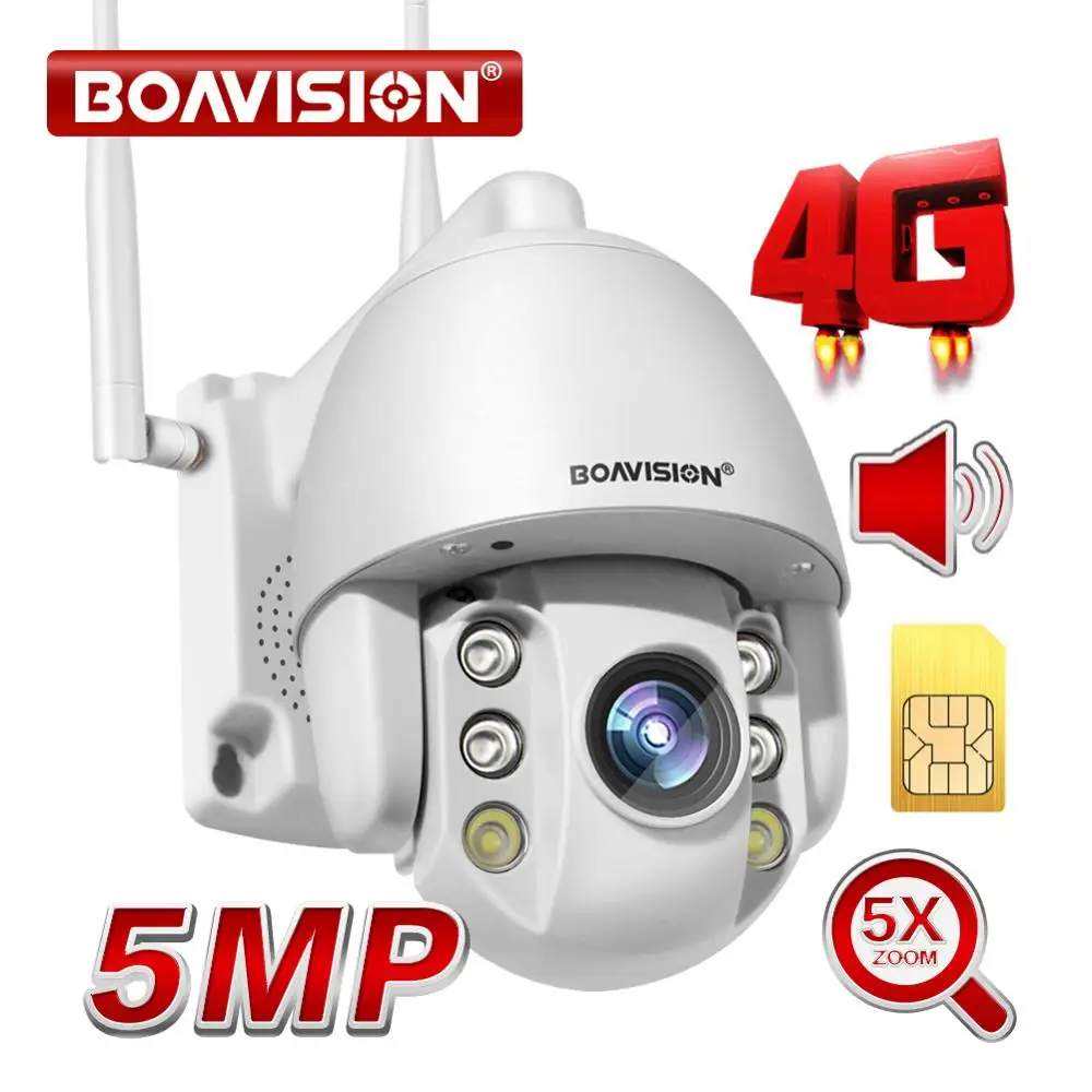 2MP SIM карта 3g 4G Беспроводная мини PTZ купольная камера 1080P 5MP открытый 5X зум/4 мм фиксированный объектив двухсторонняя аудио CCTV камера безопасности