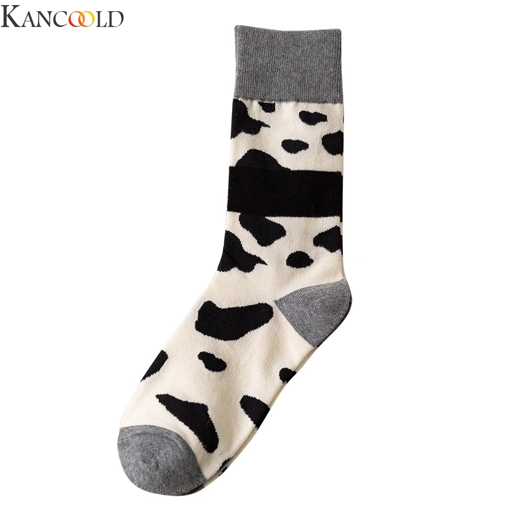 KANCOOLD Christmas Women's Trend Cow Printing Bright Color Socks In The Tube Casual Cotton Fashion Creative Cute New | Женская