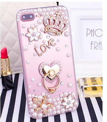 Красивый блестящий ювелирный чехол подставка для телефона с кольцом Прозрачный