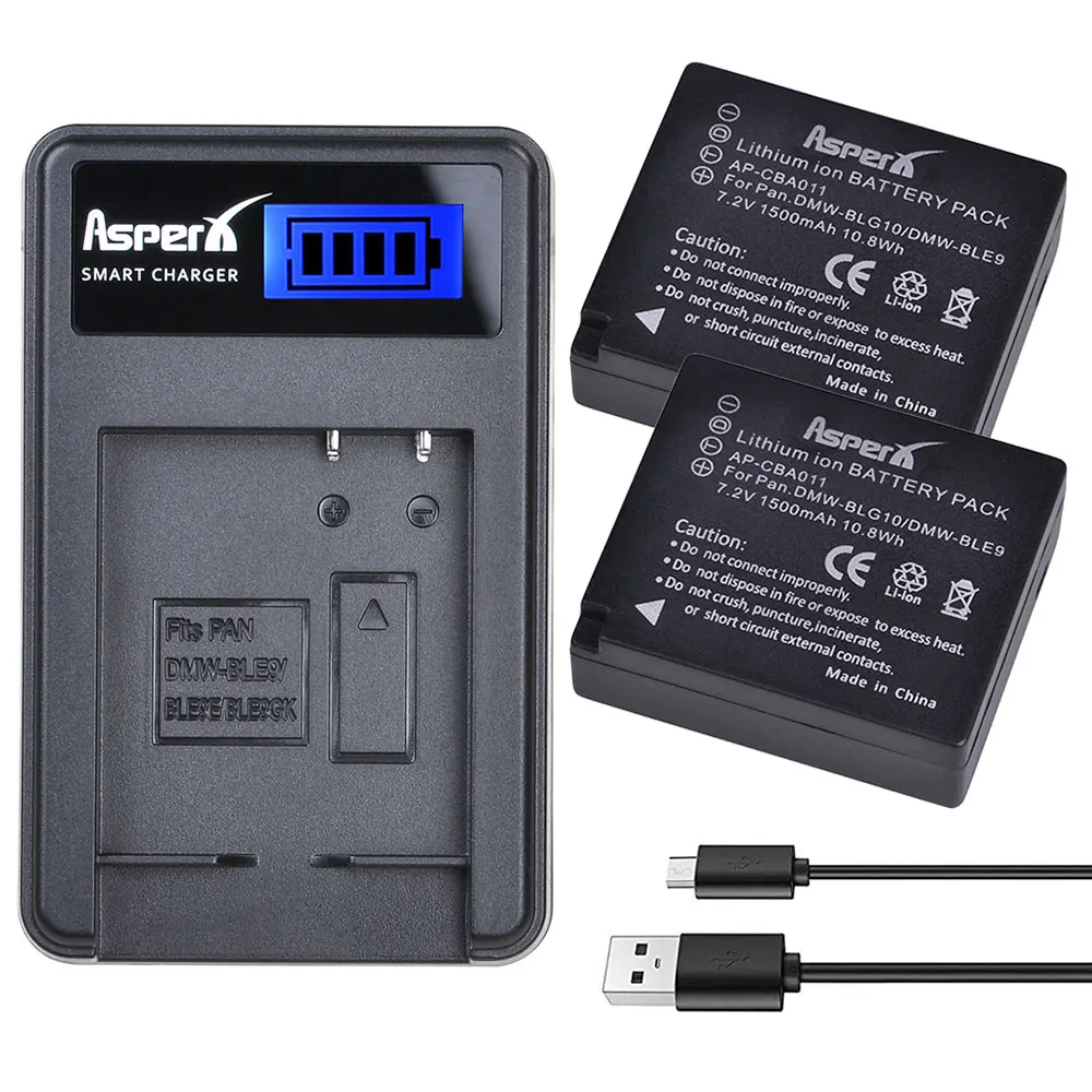 2 шт. Аккумулятор для камеры BLG10E BLG10PP BLE9 BLE9E BLE9PP + зарядное устройство USB с
