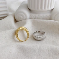 european and american fashion simple light luxury minority design wavy opening adjustable s925 silver plated ring