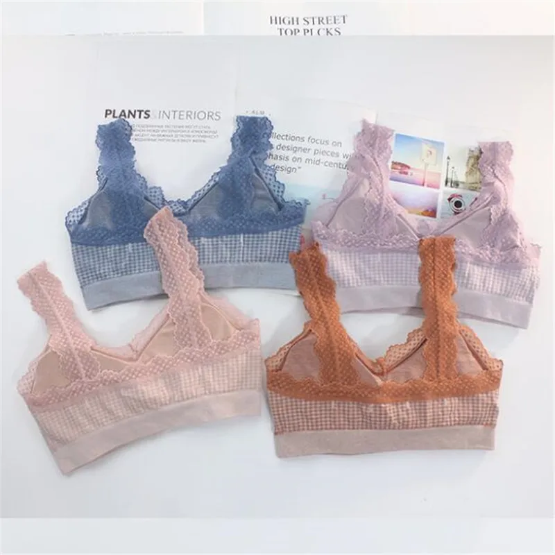 

Women's Sexy Lace Seamless Crop Tops Sports Bra Underwear Female Bralette Tank Top Tube Top Camisole With Removable Padded Bra