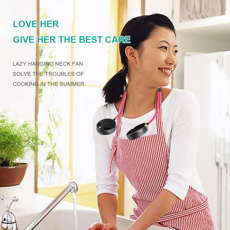 

Portable Mini USB Fan Neck Fan Neckband With Rechargeable Battery Small Desk Fans handheld Air Cooler Conditioner-