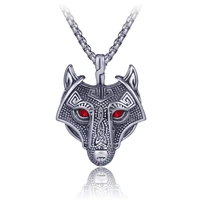 vintage punk stainless steel wolf head pendant necklace for men 2020 hip hop jewelry male bijoux box chain dropshipping