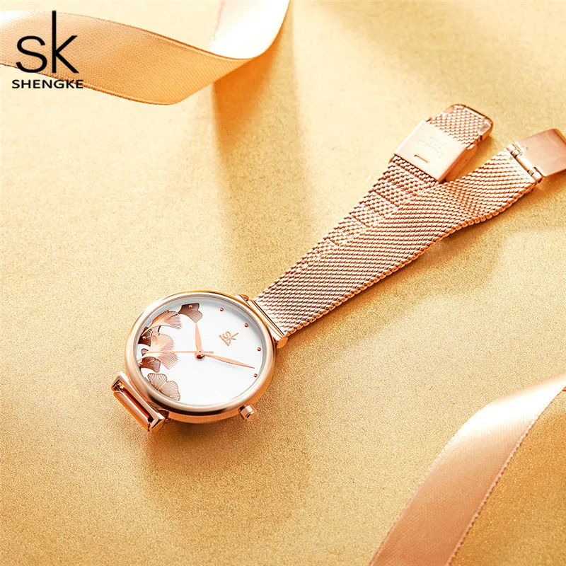 Новый дизайн женские часы Shengke элегантный синий сетчатый ремешок Reloj Mujer японский