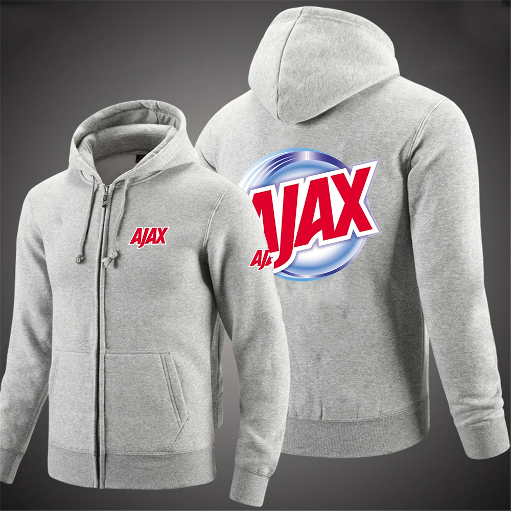 

AJAX Logo 2021 Spring Customize Zipper Pullover Sleeve Outerwear Fleece Cotton SweatshirtsLeisure Harajuku Hip Hop Coats Tops