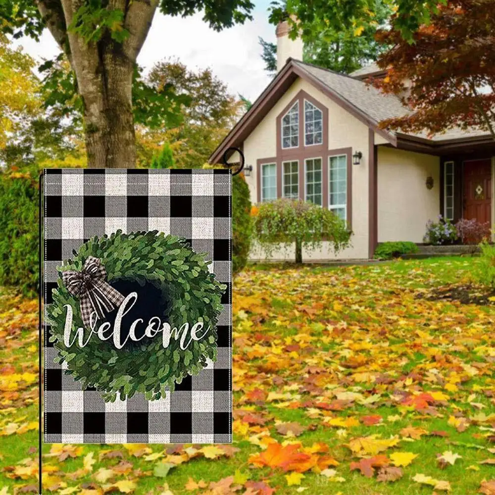 

Plant Wreath Garden Flag Seasonal Spring Burlap Yard Decoration Vertical Flag Printing Double-sided Outdoor R8B6