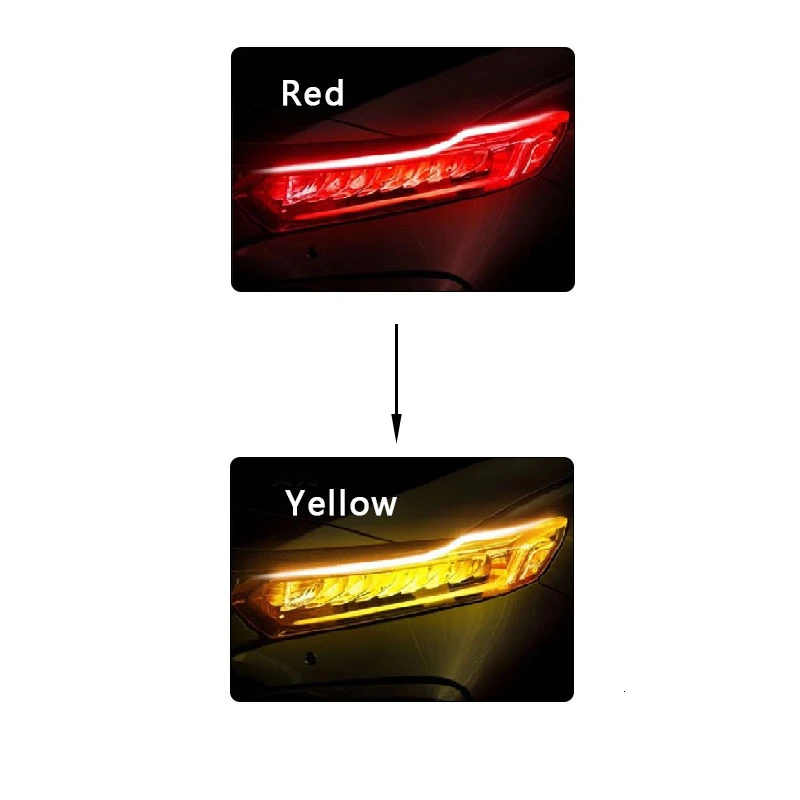 Red to Yellow 2 шт. Автомобильный светодиодный Стайлинг сигнал поворота DRL направляющая полоса двухцветная дневные ходовые огни Автомобильные фары декоративные аксессуары - Испускаемый цвет: Red to Yellow