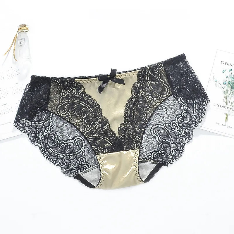 

Seductive Lace Lace Sexy Girl 's Underwear Bow Briefs Hollowed Out Breathable Underwear Crotch Women 's Sexy Cotton