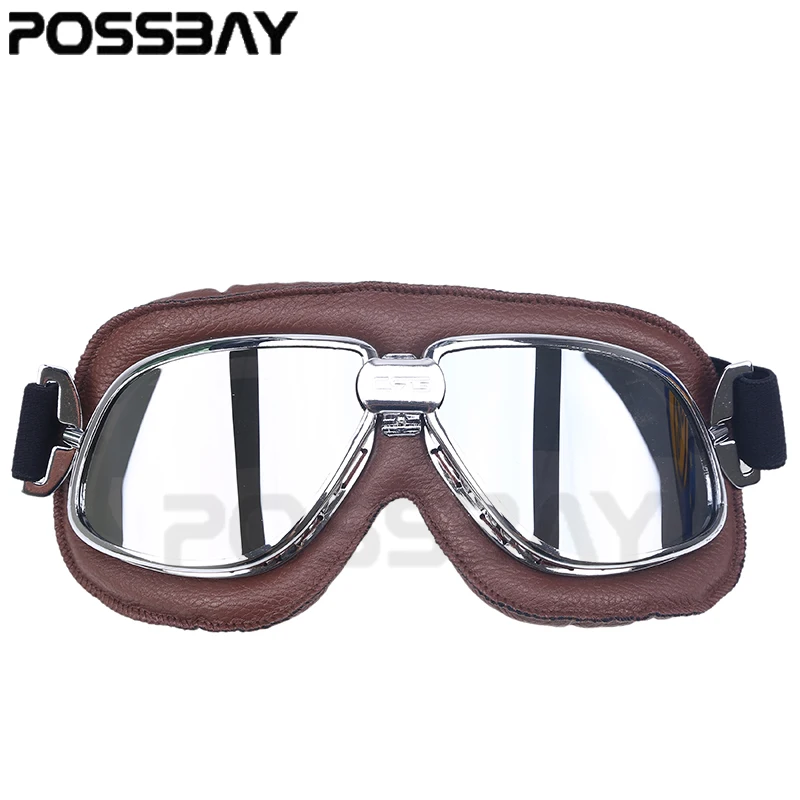 Кожаные мотоциклетные очки винтажные пилота шлем велосипедные солнцезащитные