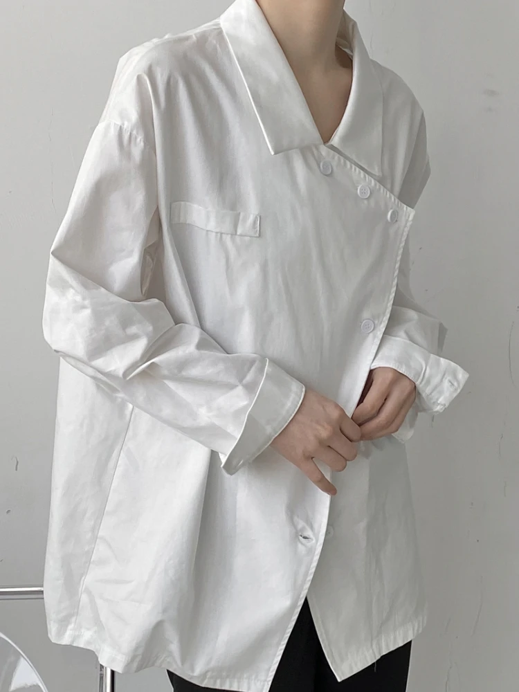 

Large Size Spring and Summer Designer's Asymmetric Oblique Placket RETRO Art Shirt Fashion Japanese Loose Long Sleeve Shirt