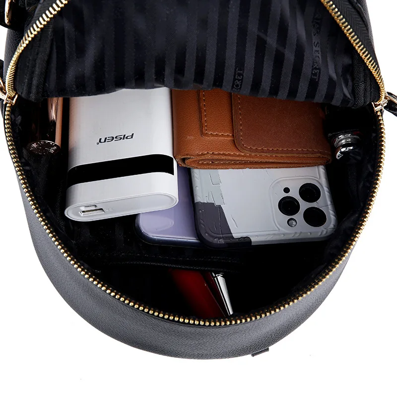 

New European and American Style Solid Color PU Cute Backpack Women Fashion All-Match Outdoor Travel Mini Storage Bag