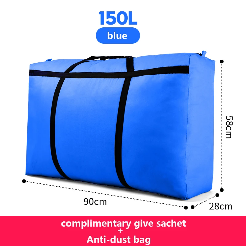 Blue 150L Дорожная сумка, холщовая, переносная, для женщин, для выезда за границу, сумка для багажа, большая вместительность, 40L-180L, большая, переносная, для дома, сумка для хранения, очень большая - Цвет: Blue 150L