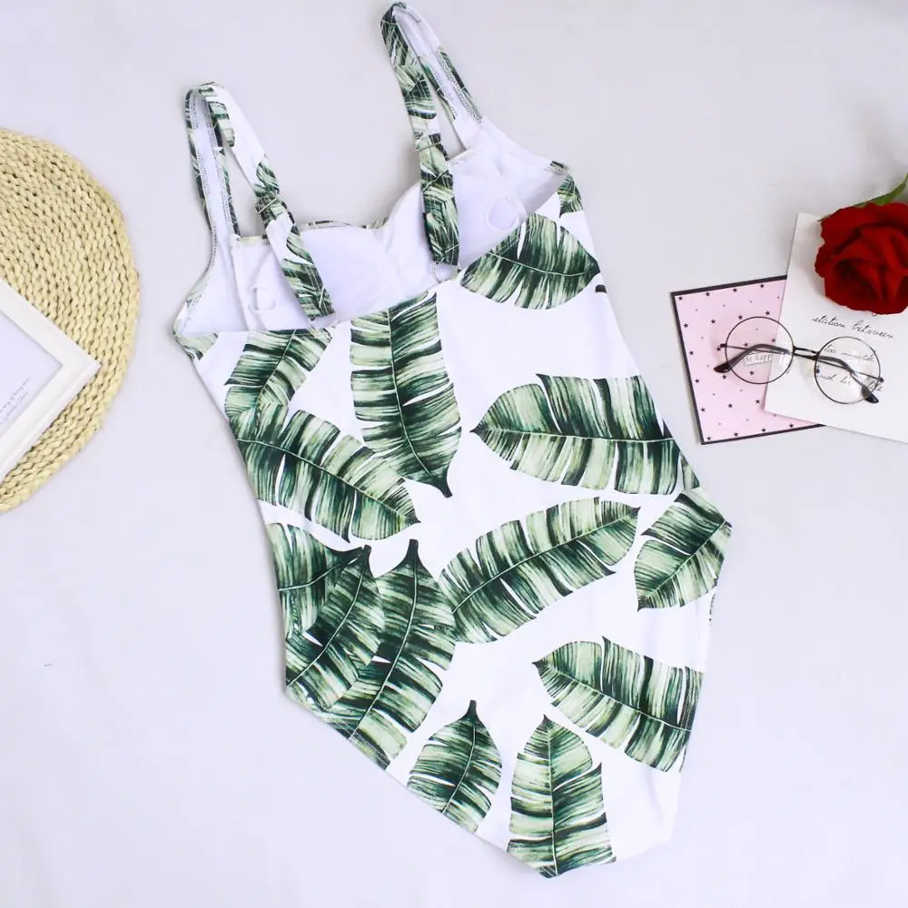 

2020 Women Sexy Bikini Set Green Leaf Push Up Female Swimsuit Swimwear Swim Separate One Piece Brazilian Bathing Suit