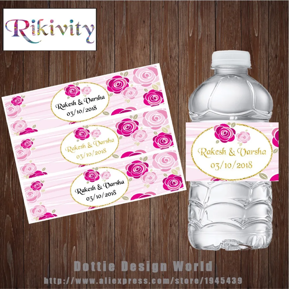 Rikivity 20 шт. розовое свадебное воды бутылки вина пивные этикетки моноблок оболочка