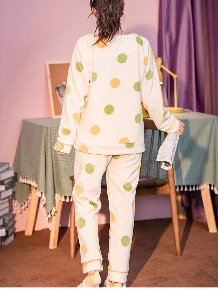 

Pajamas girls fall/winter plus velvet can wear cute sweet flannel ladies home service suit