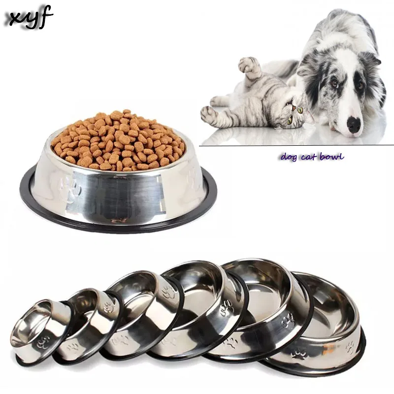 

XYF Cat Bowl Non-slip Bowl Container Water Anti-leak Dog Feeder Bowl Anti-leak Drinking Bottle Stainless steel Bowl for Cats