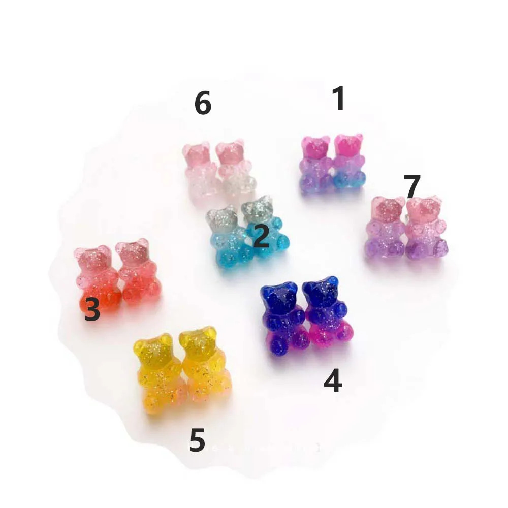Мини многоцветные желе Gummy модные забавные медведи серьги для женщин милые