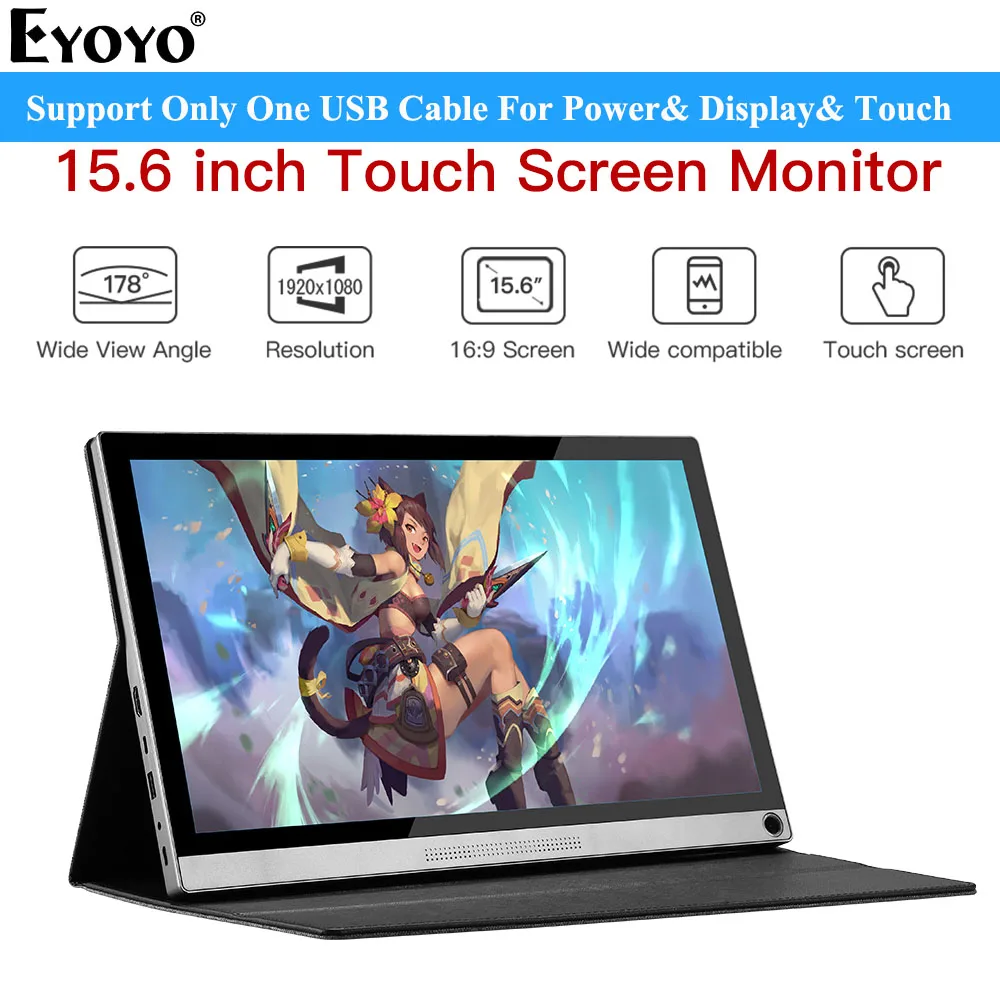 Тонкий портативный ЖК-монитор EYOYO EM15Z FHD игровой монитор 15 6 дюйма usb Тип c hdmi 1920X1080 IPS
