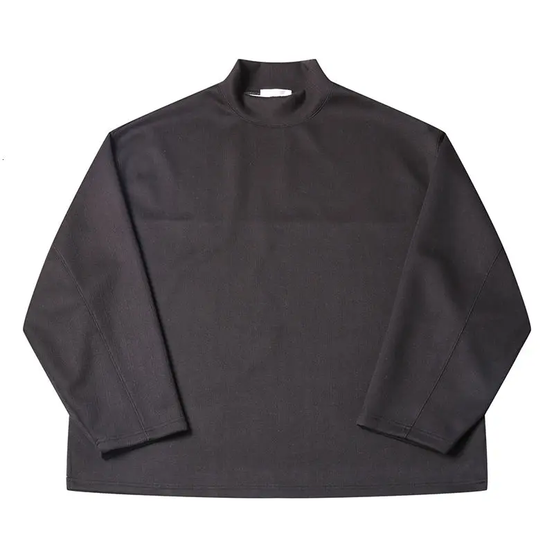 

Korean Stand-up Collar T Shirt Men's Fashion Solid Color Casual Cotton T-shirt Men Loose Korean Long-sleeved Tshirt Mens Tops