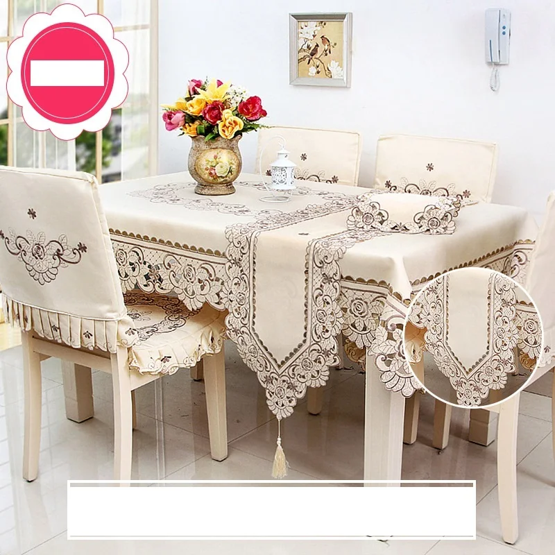 

Embroidered tablecloth, tablecloth, dining chair cover, household tablecloth, fabric pastoral, embroidered dustproof dining tabl