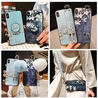 floral phone holder case for one plus 5 5t 6 6t 7 7t pro fashion flower glitter soft tpu neck wrist strap lanyard case